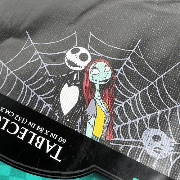Disney Nightmare Before Christmas Tablecloth 60"x84” Jack And Sally Spiderwebs - Picture 10 of 12